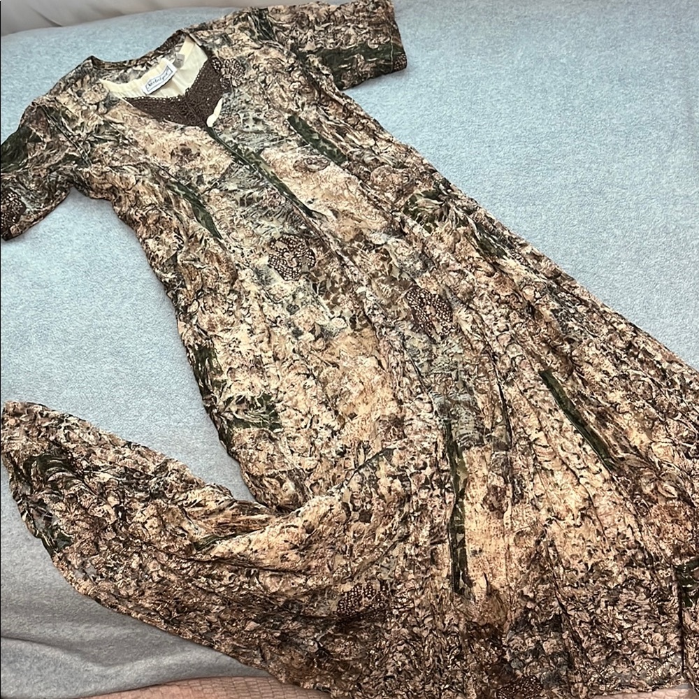 Vintage Nostalgia Maxi Dress Small Boho Woodland Fairy Grunge Modest Crinkle